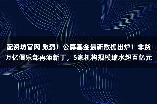 配资坊官网 激烈！公募基金最新数据出炉！非货万亿俱乐部再添新丁，5家机构规模缩水超百亿元